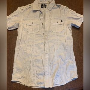Men’s Buffalo David Bitton Light Grey Casual Button Down Shirt Size Small